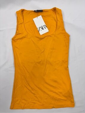 Zara Yellow Sleeveless Stretch Tank Top Women’s Size S NWT